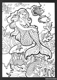 The mermaid featured in this coloring page is seen resting on a rock on a beautiful night. Printable Mermaid Coloring Pages For Adults Coloring4free Coloring4free Com