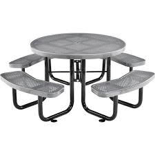 Round table ist ein club junger männer im alter zwischen 18 und 40 jahren mit dem ziel, durch. Global Industrial 46 Round Outdoor Steel Picnic Table Perforated Metal Gray 262078gy Globalindustrial Com