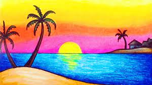 Acrylic painting is a fun and easy way to introduce yourself to art without investing too much time or money. How To Draw Simple Scenery For Kids Drawing Sunset Scenery Youtube Drawing Sunset Colorful Drawings Landscape Drawing Easy