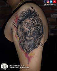 Split Face Lion Tiger Tattoo Tiger Tattoo Lion Tattoo Meaning Lion Tattoo