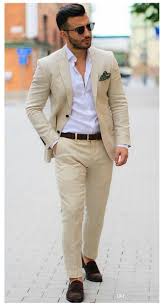 $50 reward for every $500 you spend. Custom Khaki Linen Groom Tuxedos Wedding Suits For Men Notched Lapel Two Buttons Man Blazer Coat Pants Wedding Suits Men Blazer Outfits Men Mens Fashion Blazer