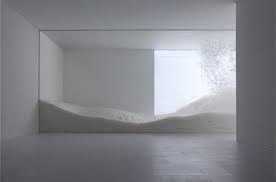 Feathers Fly Around This 15 Metre Long Tank Installed By Japanese Designer Tokujin Yoshioka At The Mori Art Minimalism Interior Interior Sculpture Installation
