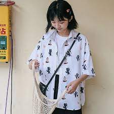 Japanese Printed Shirt Female Summer Casual Loose College Style Shirt  Student Girl Cute Shirt Women's Trendy Jacket - Women Shirt - AliExpress