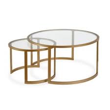 Mitera Round Metal Glass Nesting Coffee Tables Set Of 2 Optional Finishes Brass Finish Gold Nesting Coffee Tables Round Nesting Coffee Tables Coffee Table