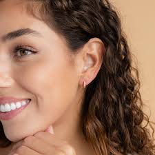 Pink Opal Inlay Huggies by Caitlynminimalist • Dainty Magenta Pink Hoop  Earrings • Everyday Cartilage Hoops • Dainty Gift for Her • ER212