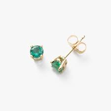 Emerald Stud Earring 14k Yellow Gold Stud Earrings Emerald Earrings Studs Earrings