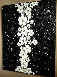 Black And White Canvas Painting Easy Black And White Impasto Flowers Etsy In 2020 Black Canvas Paintings Black Background Painting White Painting