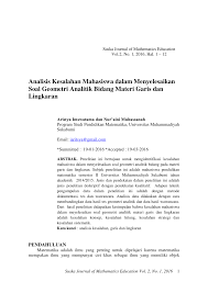Maybe you would like to learn more about one of these? Pdf Analisis Kesalahan Mahasiswa Dalam Menyelesaikan Soal Geometri Analitik Bidang Materi Garis Dan Lingkaran