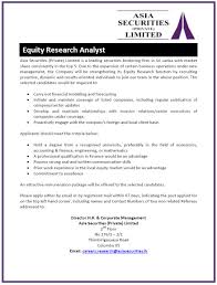 Work in the era of equity research is an analytical position. Equity Research Analyst