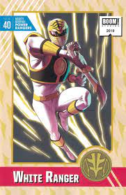 The artwork featured on the cards originates from the japanese rangers strike trading card game created by carddas in commemoration of the super sentai series's 30th anniversary. Mighty Morphin Power Rangers 40 1 20 Kris Anka White Trading Card Variant Boom Ultimate Comics