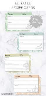 Editable Recipe Cards Recipe Cards Template Printable Recipe Cards Recipe Cards Printable Free