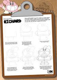 a instruction guide to draw richard watterson | The amazing world of gumball,  Gumball, Drawings