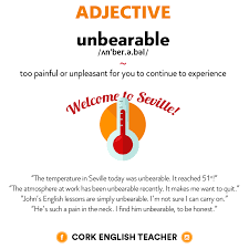 Vocabulary Adjective Unbearable Learn English Adjectives English Lessons