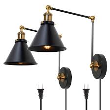 Offered in today's trending finishes, the clean design works to address a multitude of styles while the oversized backplate will make installation a breeze. Buy Lnc Black Wall Sconces Plug In Industrial Wall Lamp Adjustable 2 Pack Online In Uae 650639605