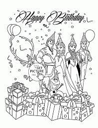 Happy Birthday And Frozen Characters Coloring Page For Kids Holiday Coloring Pages Birthday Coloring Pages Happy Birthday Coloring Pages Frozen Coloring Pages
