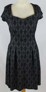 George Dress Women Uk 10 Black Jacquard Damask Cap Sleeve Flare Party Occasion Fashion Clothing Shoes Accessories Women Clothes For Women Dresses Fashion