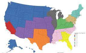 The Us Divided Into 10 Regions Of Roughly Equal Population Usa Map Old Maps City Maps