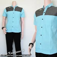 Nah, khusus bagi cowok pecinta baju batik, berikut ini kami berikan refrensi model baju batik lengan panjang yang dikombinasikan dengan kain bercorak polos. Jual Kemeja Pria Polos Ospot Kombinasi Warna Baju Cowok Kemeja Hem Pria Lengan Pendek Di Lapak Endashopp Bukalapak