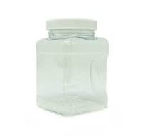 Clear Plastic Square Pinch Grip Storage Jar (16 oz.)