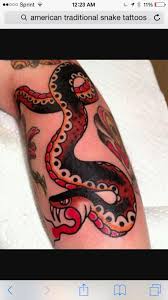 Red And Black American Traditional Tattoo Black Mamba Tattoos Snake Tattoo Traditional Snake Tattoo