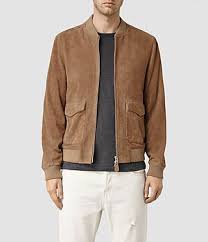 Allsaints Us Mens Bloomington Leather Bomber Jacket Sand Brown Leather Jacket Men Suede Bomber Leather Jacket Style