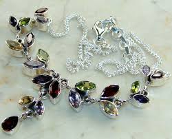 Multi Stone Necklace Sterling Silver Necklace Jaipur Silver Necklace Wholesale Sterling Silver Necklace Handmade Stone Necklace Sterling Silver Necklaces