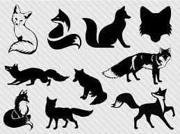 Black And White Fox Clipart Your Digital Download Will Include 10 Svg Vector Files 10 Png Files Transparent Background High Resolution Fox Silhouette Animal Silhouette Animal Stencil