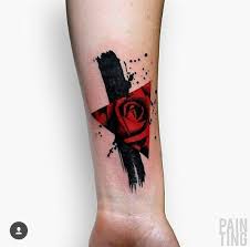 Black And Red Rose Tattoo Meaning Black Red Triangle Rose Dots Hand Tatoo Glyph Tattoo Cover Up Name Tattoos Cover Tattoo