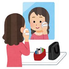 パウダーコーナーを利用する女性のイラスト | かわいいフリー素材集 ...