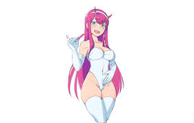 Wallpaper Swimsuit Girl Smile Anime Art White Background 002 Darling In The Frankxx Cute In France Images For Desktop Section Sejnen Download