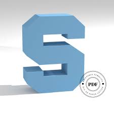 Printable Diy Template Pdf Letter S Low Poly Paper Model Template 3d Paper Lettering Origami Papercraft Cardboa Diy Printables Paper Models Diy Template