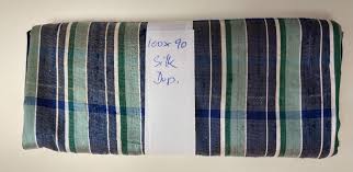 Silk-034, 100 x 90 cm, dupion, blueaquaecru | Silk-034