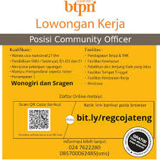 Jun 09, 2021 · lowongan account officer bank bpr sami makmur lowongan account officer bank bpr sami makmur syarat: Lowongan Kerja Community Officer Di Btpn Syariah Penempatan Wonogiri Sragen Solo Jawa Tengah Juni 2021 Karer Id