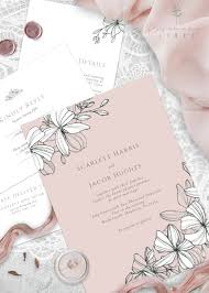 Modern Chic Hand Drawn Floral Wedding Invitation In Blu Shcolor