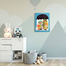 Navy and green nursery wall decor. The Kids Room By Stupell Rainy Day Family Cartoon Blue Green Kids Nursery Painting Canvas Wall Art Proudly Made In Usa Overstock 29717568