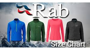 Rab Clothing Size Charts