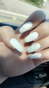 The most common acrylic nails material is plastic. White And Silver Glitter Coffin Acrylic Nails Glitter Nails Acrylic Christmas Nails Acrylic White And Silver Nails