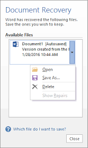 When office app closes unexpectedly before you save your most recent changes, document recovery automatically opens the next time you open the office app to help you get your file back. Recover Your Word Files And Documents Office Support