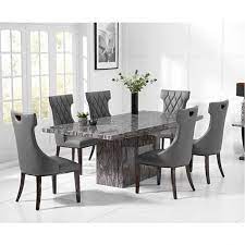 Target / furniture / round marble dining table. Alba 180cm Cream Brown Marble Dining Table With Rivilino Chairs Swagger Inc