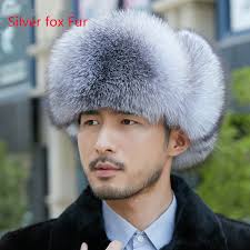 Silver Fox Fur Hat Men