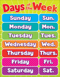 Farrah model webe grown | black hairstyle and haircuts. Days Of The Week Chart Amazon Com Days Of The Week Poster Chart Laminated Delapan Lima