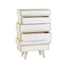 Scandinavian Paulownia 6 Drawer Semainier Chest In White Maisons Du Monde Meuble En Pin Petit Meuble Meuble Rangement