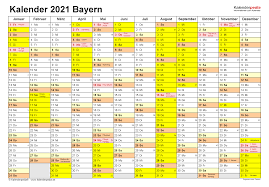 Hier ist schnell ein bestimmtes datum zu ersehen (z.b. Kalender 2021 Bayern Ferien Feiertage Excel Vorlagen