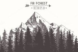 Mountain Slope With A Fir Forest Mountain Drawing Forest Drawing Forest Tattoos