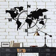 Watercolor globe painting by nikki. Metal World Map Compass Wall Art Metal Wall Decor Home Office Decoration Bedroom Living Room Decor 98 X 74 Cm Buy Online At Best Price In Uae Amazon Ae