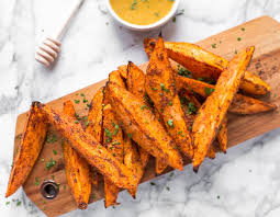 Baked Sweet Potato Wedges With Homemade Honey Mustard Recipe Sweet Potato Wedges Baked Sweet Potato Wedges Homemade Honey Mustard