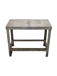 Robust Vintage American Industrial C 1950 S Heave Gauge Welded Joint Four Legged Steel Work Table With Stainless Steel Top Stainless Steel Bench Stainless Steel Table Work Table