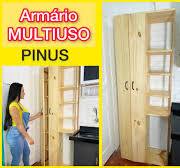 Armário Multiuso de Madeira com 2 portas e 9 prateleiras. Aberto/Fechado.  Passo a passo.