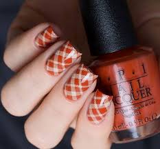 Orange Fall Plaid Nails Plaid Nails Plaid Nail Art Fall Nail Designs