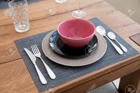 This is the style of place setting you will see used at fine dining restaurants, formal events, and black tie weddings. Simple Home Table Setting Glasses And Cutlery Stock Photo Picture And Royalty Free Image Image 70338212